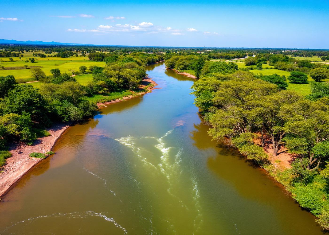 Clean river in a green Kenyan landscape